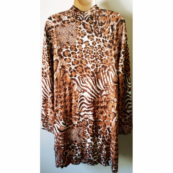 *50off3* NWT Leo & Nicole Engineered Print Open-Front Cardigan L Leopard Animal - Picture 2 of 3